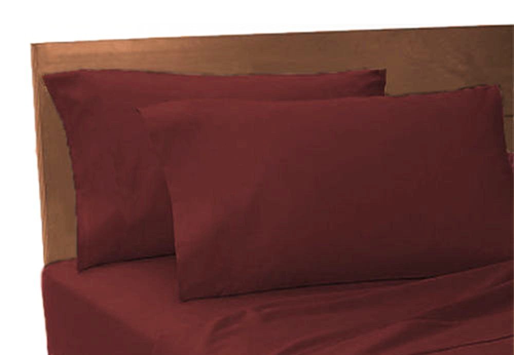 Goldstarยฎ 2 x Pillow Cases Housewife Pair Polycotton Bedroom Pillow Cover (Wine)