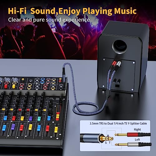 Image of 1 /8 Stereo to Dual 1 /4 Mono Cable 20ft, 3.5mm to Dual 1 /4 Cable, 1 /8 inch TRS Stereo to Dual 1 /4 inch Y Splitter for Smartphone,Tablet,Computer,CD Player,Speakers and Home Systems Amplifier