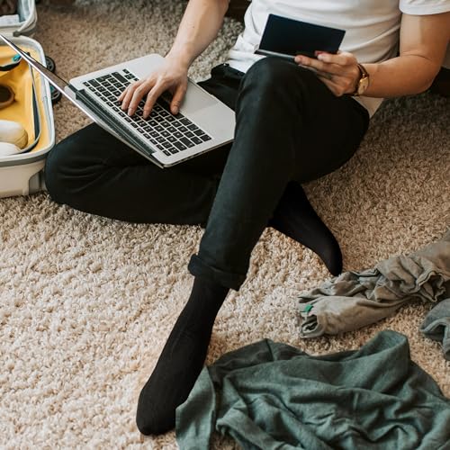 BAMBOO COOL Men's Crew Socks Bamboo Viscose Breathable Rib Dress Socks For Men, Casual Lightweight Comfort 6 Pack2