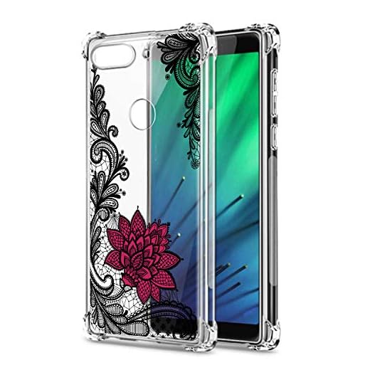 Oihxse Cristal Compatible con Samsung Galaxy A21 Funda Transparente TPU Silicona Estuche Airbag Esquinas Anti-Choque Anti Rasguños Diseño Rosa Flower Caso (Flores B6)
