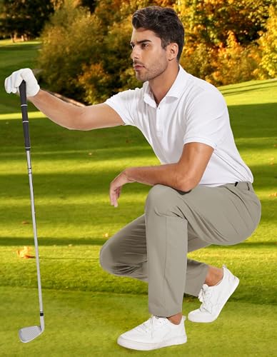 Image of SPECIALMAGIC Golf Pants Men Stretch Slim fit Hiking Pants Lightweight Dress Casual Tapered Zipper Pockets