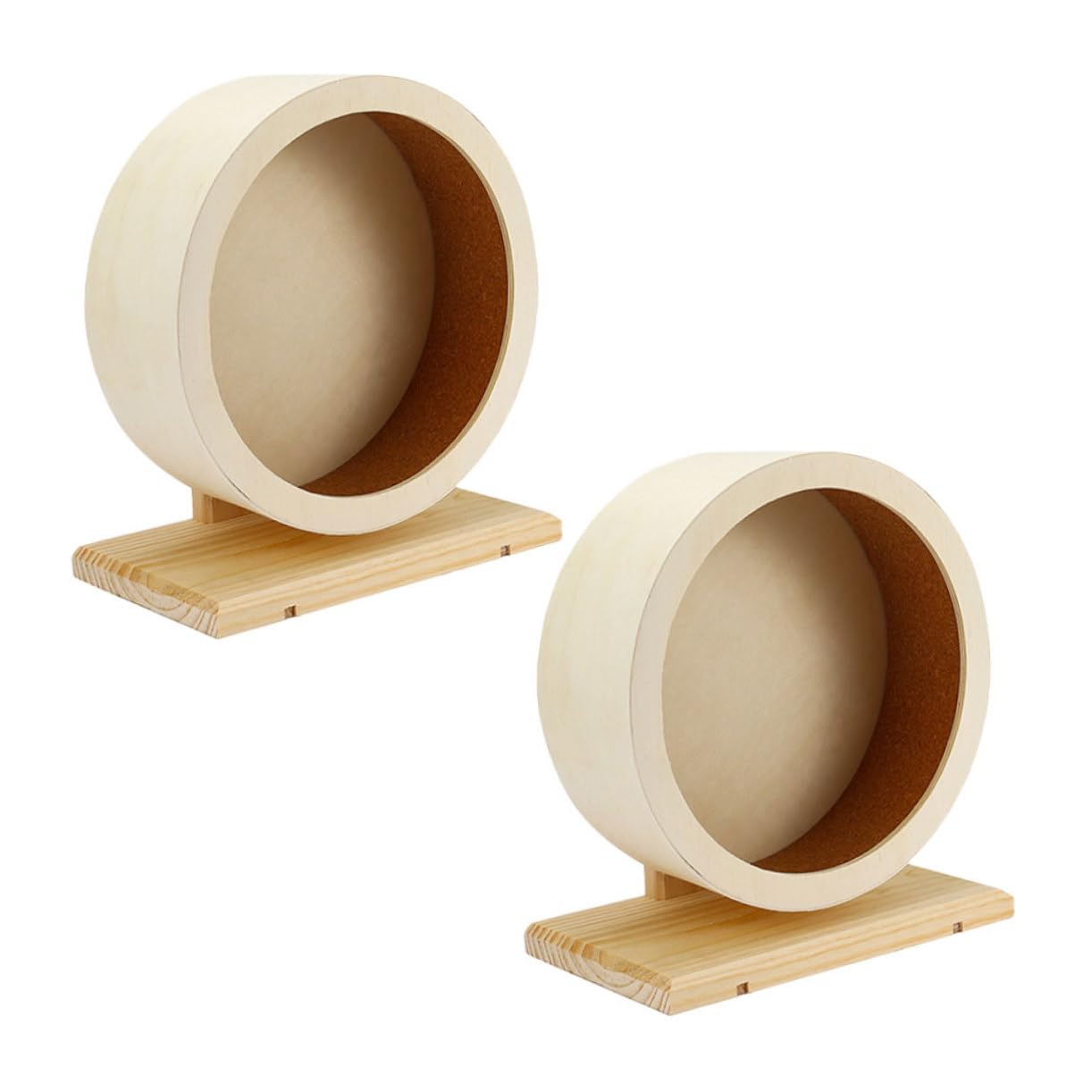 VICASKY 2pièces Roue Silencieuse Bois pour Hamster Jouet Exercice Respectueux des Pattes pour Rats et Hérissons avec Revêtement Doux et Anti-griffures