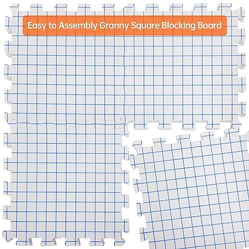 Image of Iswabard Blocking Mats for Knitting & Crochet Projects Crochet Blocking Board 9 Pack, Thickness 0.7 inches,150 T-Pins and 1 Storage Bag, Blocking Board for Crocheting Knitting Blocking Mats and Pins