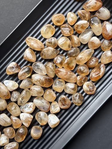 Image of Tumbled Stones, Natural Crystal Healing Stones, Home Office Decor, Aquarium Decorative Pebbles, Vase Fillers (Citrine, 100)
