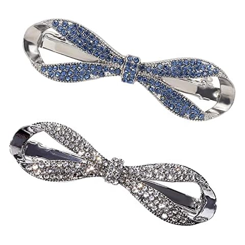 2 Pcs Rhinestone Hair Barrettes White Crystal Hair Pins Metal Hair Clips Bling Hair Clasps Accessories for Girls and Women Cover