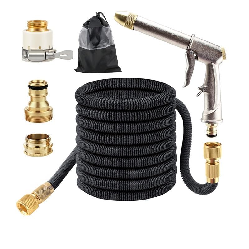 Tubo da Giardino Estensibile 7,5m-60m con Pistola e Raccordi, Tubo Acqua 3x Leggero per Irrigazione, Terrazzo, Prato, Auto(10.5m)