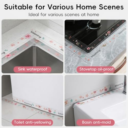 Image of HASTHIP 3.2M x5.0CM PVC Trim Tape - Self Adhesive Waterproof Tape for Kitchen Sink Corner Line Sticking Strip Washable Adhesive Caulk Tapes Self Waterproof Repair Tapes for Bathroom Kitchen Sink