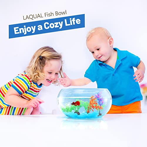 Image of 1 Gallon Glass Fish Bowl with Decor, Include Fluorescent Rocks & Colorful Plastic Trees, High White Glass for Clear View, Small Fish Bowl /Aquarium for Betta /Goldfish, Nice Home Decor