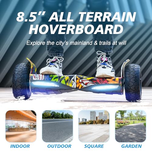 Miniatura 7 de Rcb Hoverboard 8.5 Todo Terreno, Función De App Control, Estándar De La Ue- Bluetooth Integrado Con Potente Motor, Monopatín Eléctrico Auto-Equilibrio, Regalo Para Adolescentes Y Adultos