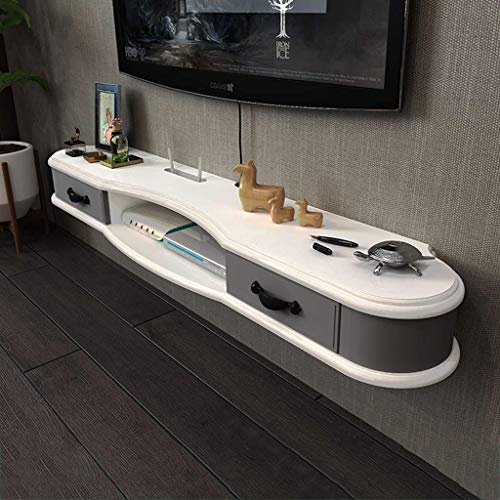 Schwimmendes Regal Weiß und Grau Wandmontage Schwimmendes TV-Regal Medienkonsole für Router TV-Box Set-Top-Box Streaming-Gerät Spielekonsole