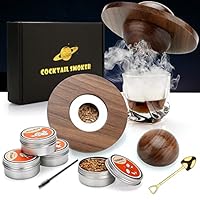 Cocktail Smoker Kit, Whiskey Smoker Kit mit 4 Holzchips, Vatertagsgeschenk, Old Fashioned Whiskey Smoker Drinks Kit, Cocktail Zubehör Für Whiskey, Getränke, Bourbon, Kaffee, Fleisch-Walnuss