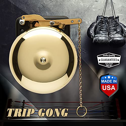 Bevin Bells Steel Trip Gong | Traditional Prize Fighter 6inch Boxing Bell | Loud & Made of Steel & Brass | Boxing Training and Warning Device in One | Man Cave/Bar Accessory | Made in USA 6STG - Thumbnail 3