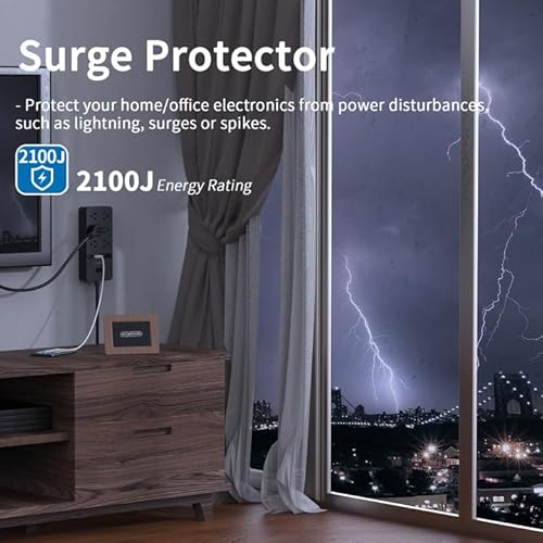 2 Prong Surge Protector Power Strip With 10Ft Extension Cord, Ntonpower 2 Prong To 3 Prong Outlet Adapter With Polarized Plug, 6 Outlets 2 Usb Ports, Wall Mount For Old House Non-Grounded Outlets #TOP4