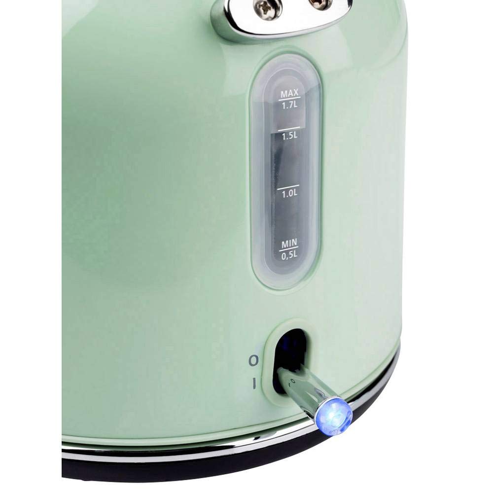 Korona 20665 czajnik elektryczny | design retro | miętowy | 1,7 litra wody do herbaty i kawy | 2200 W | wskaźnik temperatury | filtr kamienia | zatrzymanie pary
