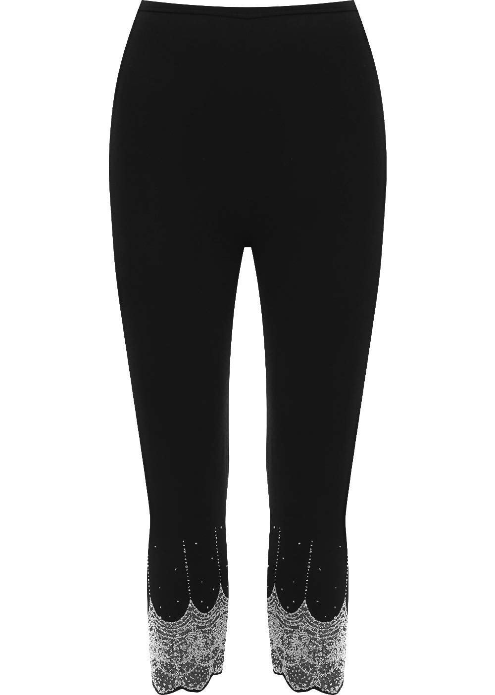 WearAll Womens Sequin Leggings Ladies Stretch Elasticated Silver Gold Pants Black Silver 24/26