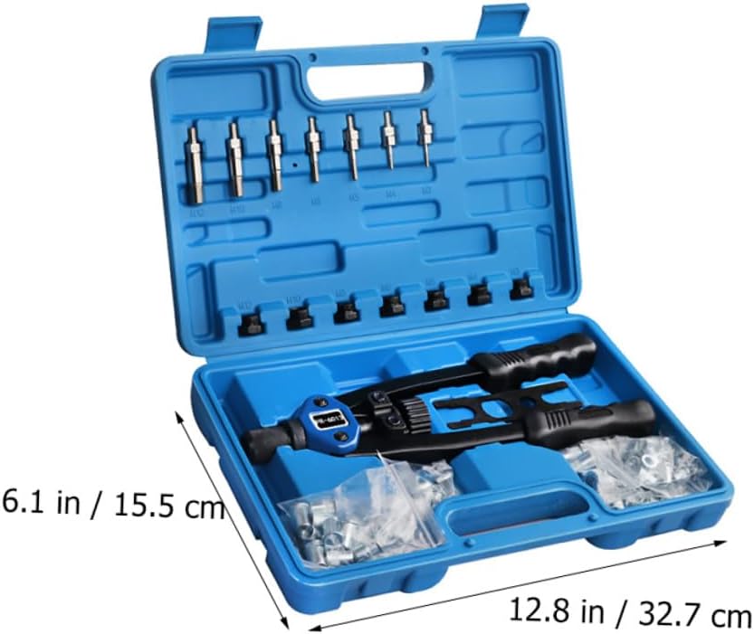 140pcs Hand Rivet Nut Tool Kit M3 to 12mm Threaded Nut Setter with Plastic Case for Automotive Repair and Workshop Use