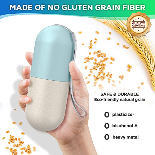 Zannaki Upgrade Large Compartment Grain Fiber Moisture Proof Cute Weekly Pill Organizer, Laser Carving Markings, Bpa Free Travel Hiking 7 Day Pill Box Case To Hold Pills,Vitamins,Fish Oil,Supplements #TOP3