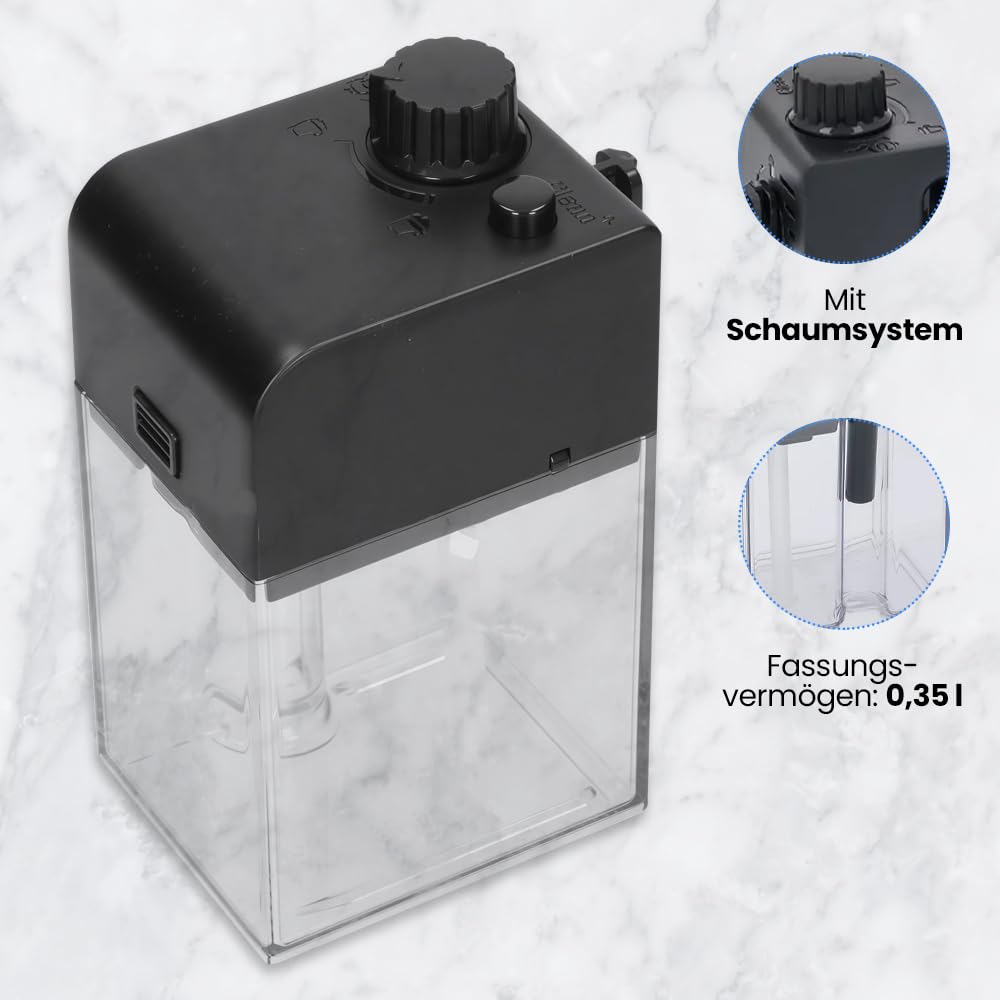 Anakel home Milchaufschäumer 7313238361/5513224751, kompatibel mit DeLongui Lattissima EN520 EN550, mit Milchbehälter 0,35 mit Deckel und Ansaugroh