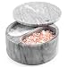 Salt Cellar with Swivel Top and Dual Compartment Elegant Marble Salt Box with Lid for Salt, Spice and Herbs Storage - 5 Ounce Capacity (White/Grey Marble)