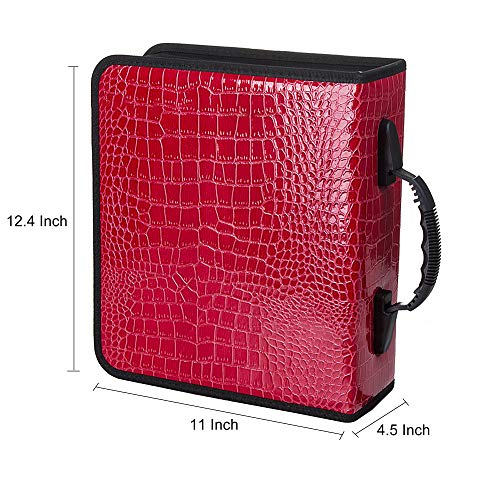 Oriolus Cd Case, 400 Disc Capacity Cd Binder, Pu Leather Dvd Case, Dvd Storage Case Binder, Cd Storage Case Holder, Red #TOP3