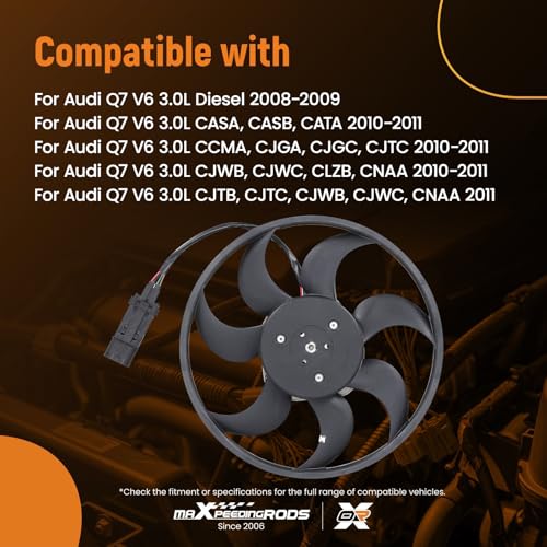 Image of maXpeedingrods Right Engine Radiator Cooling Fan w /Brushless Motor Assembly for Audi Q7 2007-2015, 7L0959455E 7L0959455B