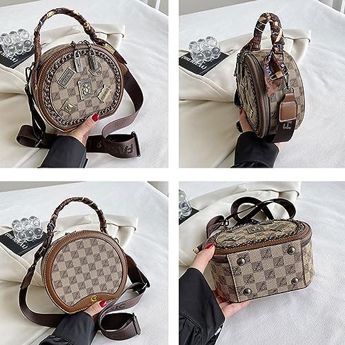 Vintage Women's Bag,Round Crossbody Bag, Shoulder Crossbody Circle Tote Bag, Large Capacity Purse Handbag2