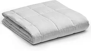 YnM Exclusive Weighted Blanket, Soothing Cotton, Smallest Compartments with Glass Beads, Bed Blanket for One Person of 110lbs, Ideal for Twin/Full Bed (48x72 Inches, 12 Pounds, Light Grey)