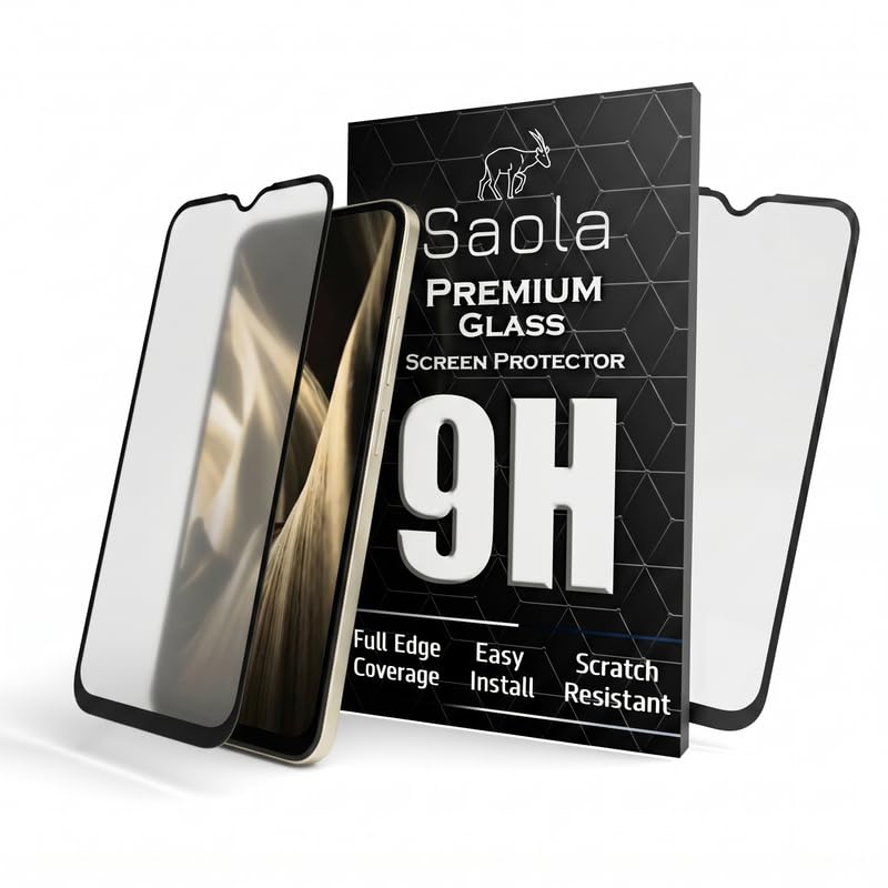 Image of Saola HD Matte Tempered Glass With 18H Hardness For Poco C85X (Pack Of 2) with Hassle-less Installation Kit. Full screen Coverage. 6.9 inch