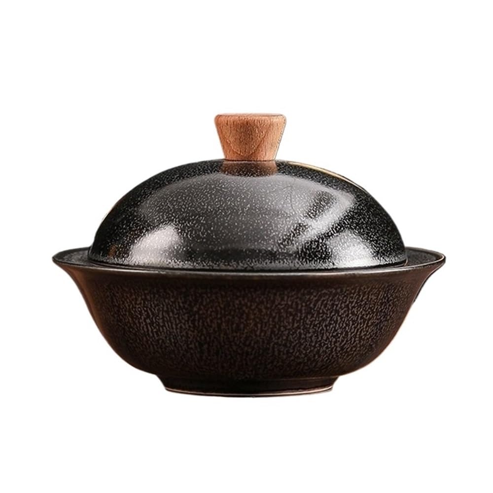 Desk Decor Ashtray Round with Lid Ceramic Material for Living Room Office Desktop Solid Color Office(Black)