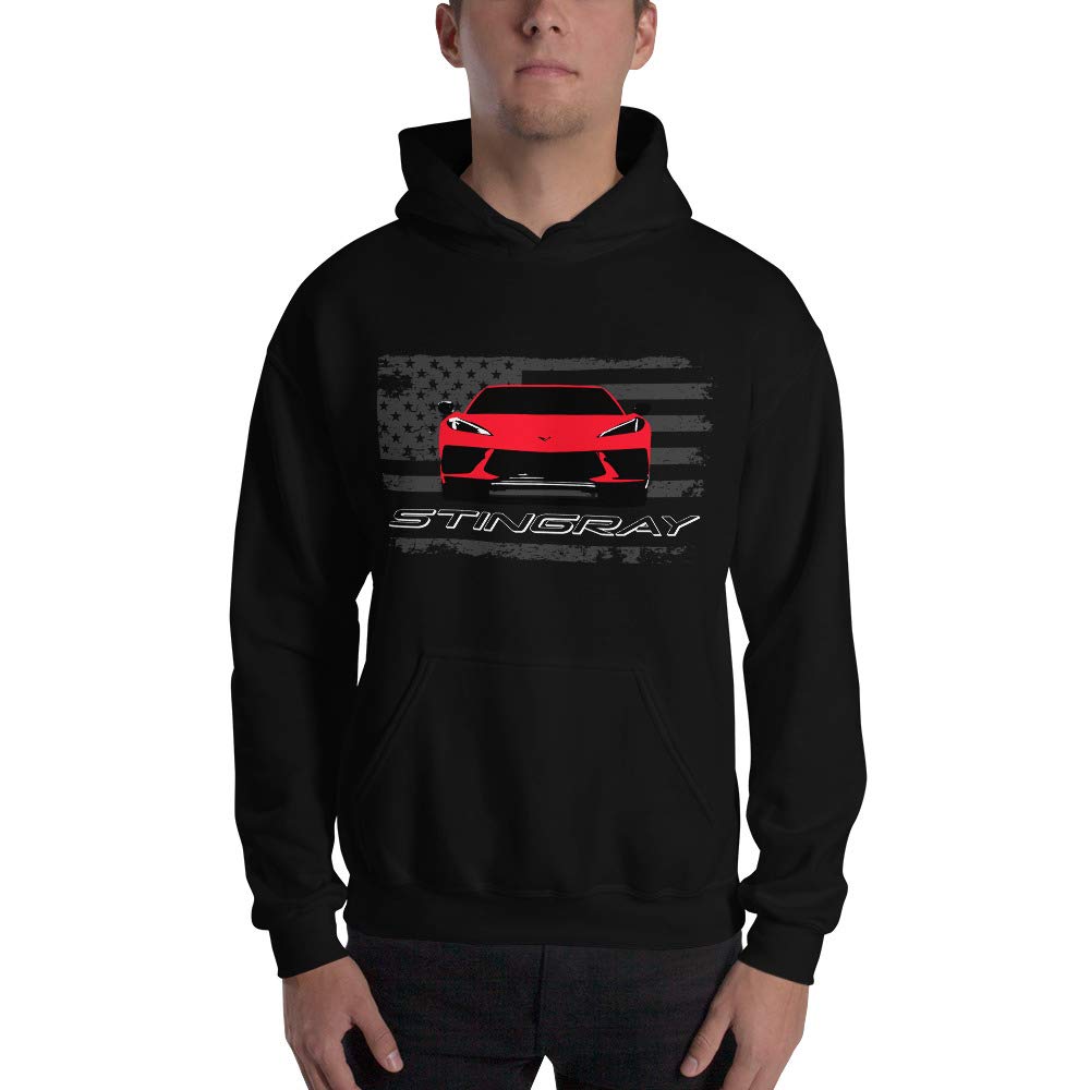 Red 2020 sports car 'vette C8 Stingray Graphic Hoodie Pullover Sweatshirt | Car Lover Pullover
