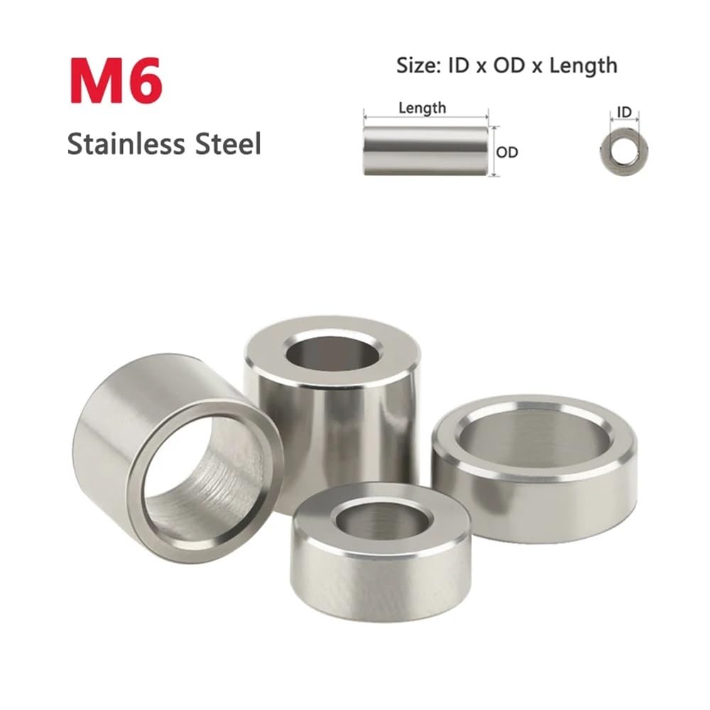 Entretoise ronde en alliage d'aluminium, rondelles plates en acier inoxydable, bague d'espacement creuse ronde en acier inoxydable, joint de douille non fileté, longueur du manchon