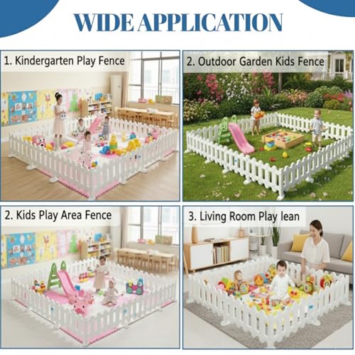 Image of Playpen for Babies upto 5 year Baby Play Area Indoor Setup Foldable Play Yard Fence for Toddlers Kids Playarea Setup Outdoor Children Play Area with Gate, Balls, Basketball Stand, mat, drawing board sketch (White, 12 Panel)