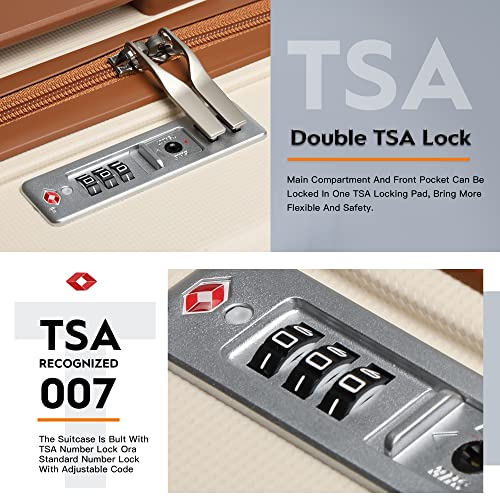 Joyway 20" Carry-On Suitcases & 14" Cosmetic Bag & 7" Small Bag, Lightweight Polypropylene Carrying Case With Tsa Lock, Rigid Luggage With Swivel Wheels (Creamy-White, 20In Carry-On) #TOP4