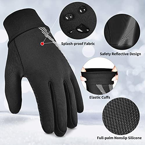 Oopor Winter Warm Cycling Kids Gloves - Cold Weather Thermal Running Ski Bike Black Mittens Aged 4-12 Boys Girls M #TOP2