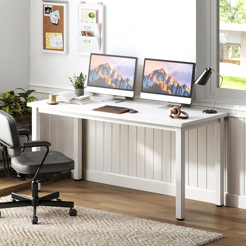 Need 54.3 Inch Large Computer Desk, Modern Simple Style Desk for Home Office, Basic Writing Table for Study Student, White - Image 5