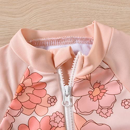 Image of Aalizzwell Baby Girls Long Sleeve One Piece Swimsuit with Hat
