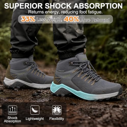 Image of Mens Waterproof Hiking Boots Outdoor Lightweight Work Ankle Boots All-Terrain Trekking Hiking Shoes US 7.5-12