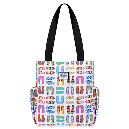 Image of KAMO Floral Tote Bag - Waterproof Lightweight Handbags Travel Shoulder Bag for Hiking Yoga Gym Swimming Travel Beach
