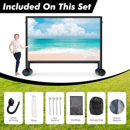 Pantalla de proyector inflable de 16 pies, diseño hermético con bomba de aire de 600W para interior y exterior miniatura 6