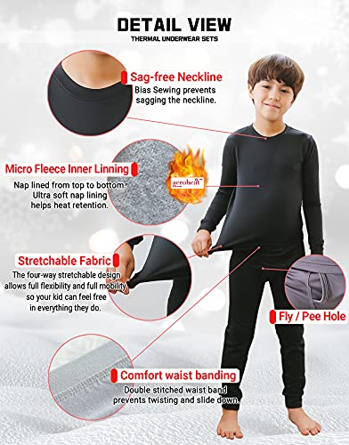 TINFL by Vaenait 4-14 Years Boys Kids Aeroheat Thermal Underwear Base Layers Warm Fleece Lined Pajama Long John Set3