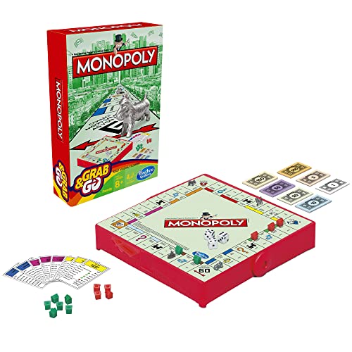 Image of MONOPOLY India Edition Game, Board Game & Puzzles for Families and Friends, Toys for Kids, Boys and Girls Ages 8 and Up&Monopoly Grab & Go Board Game, Ages 8 and Up