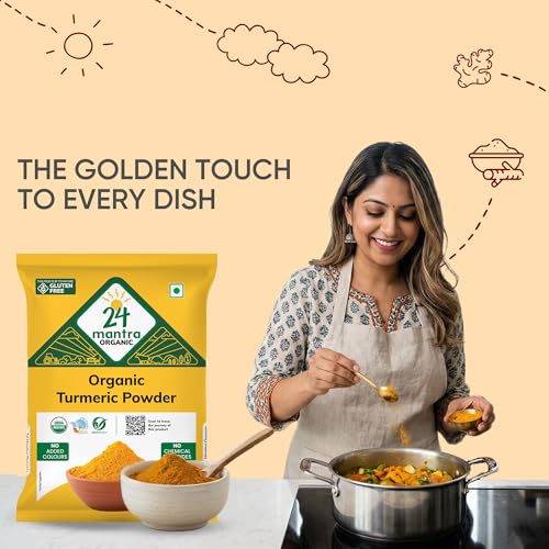 Image of 24 Mantra Organic Turmeric Powder /Haldi Powder /Pasupu podi - 200gms | Pack of 1 | 100% Organic | Chemical Free & Pesticides Free | Rich Flavour | Unadulterated