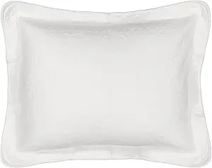 King Charles Modern Farmhouse Floral Matelasse Decorative Pillowcase, 100% Cotton Breathable Bedding, Standard Sham (20" x 26"), White