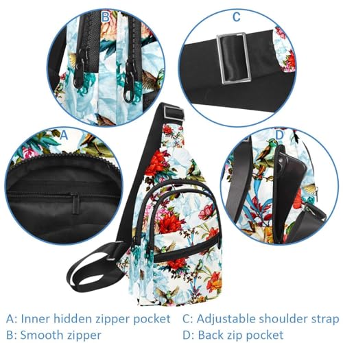 Bolsa de pecho para mujer con flores retro para tus viajes y rutas de senderismo 4