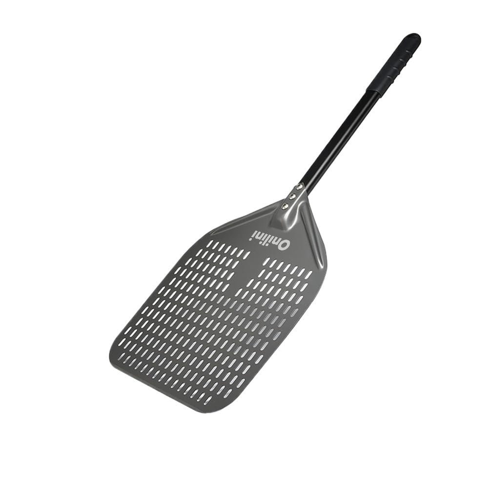 Pala per Pizza Pala for Pizza da 12/13/14/16 Pollici, Pala for Pizza Perforata, Pala for Pizza Rettangolare con Manico in Lega di Alluminio Pala Pizza Corta(12inch 62cm)