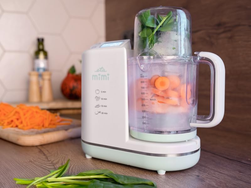 ETA Mimi - Preparador de alimentos para bebés 6 en 1 I Procesador de alimentos para bebés I Vaporizar, mezclar, calentar, descongelar, esterilizar, mantener la temperatura, 2 niveles de velocidad