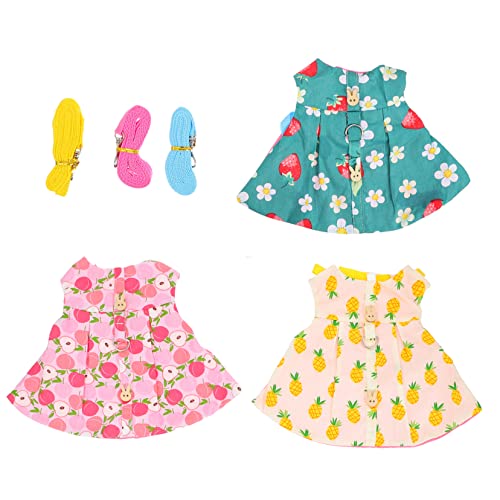 HANABASS 3個セット ウサギの服 足 ペットのサマードレス ウサギの餌箱 モルモット ぬいぐるみ うさぎ 子犬用ハーネス ケージ ペット服ハーネス のサマーベスト のベスト 布