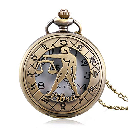 Preisvergleich Produktbild DBSCD Taschenuhr Retro Taschenuhr Tierkreis-Konstellation-stilvolle Waage-Moderne Steampunk Hohle Halskette Männer Frauen