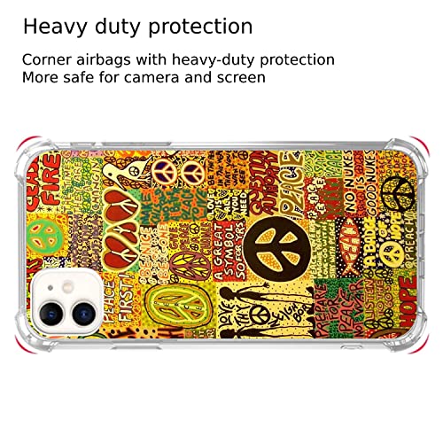 Gialcenik Aesthetic Vintage Hippie Peace Case Compatible With Iphone 11, Psychedelic Trippy Case For Iphone 11, Unique Trendy Design Tpu Bumper Cover Case #TOP4