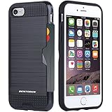 iPhone 7 Case, BENTOBEN [Card Slot] Dual Layer Hybrid Rugged Plastic Hard Shell Flexible TPU Shock-Absorption Bumper Protective Wallet Case for Apple iPhone 7(4.7 Inch), Black